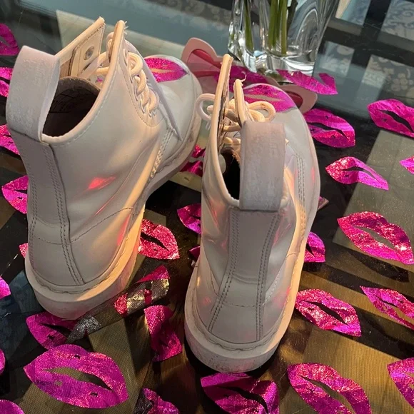 Dr. Martens White and Pink Combat Boots - Picture 5 of 8